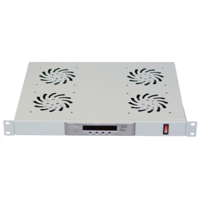LEXI-Net 19" ventilační jednotka 1U, 4 ventilátory, LCD, digitální termostat, hloubka 350mm, šedá