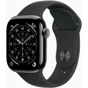 Apple Watch Series 11 GPS + Cellular 42mm Slate Titanium Case with Black Sport Band - M/L