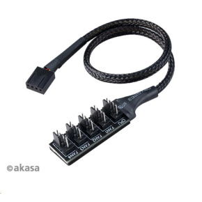 AKASA kabel FLEXA FP5H redukce pro ventilátory, 1x 4pin PWM na 5x 4pin PWM, 30cm
