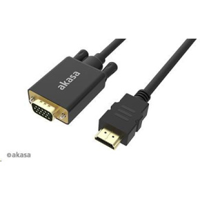 AKASA kabel HDMI na VGA, pozlacené konektory, 2m