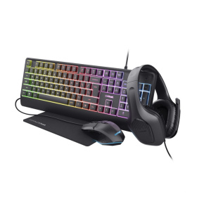 TRUST Sada sluchátka + myš + klávesnice + mousepad GXT 792 Quadrox 4v1 Gaming Bundle - Švýcarská