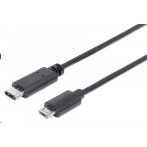 MANHATTAN kabel USB 2.0 C, C Male / Micro-B Male, 1m, černý