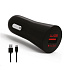 WG - Autonabíječka Fast 1x USB-A, Quick Charge 3.0, 5 V - 9 V - 12 V, + kabel Type-C, černá