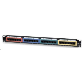 Intellinet Patch Panel, 19", Cat6, 24-Port, UTP, 1U, Colored, Black