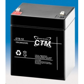 Baterie - CTM CT 12-5 (12V/5Ah - Faston 187), životnost 5let