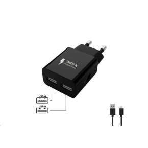 WG - Síťová nabíječka 2x USB-A 2,4A , Smart IC + kabel USB-A na Micro USB, black WG - Síťová nabíječka 2x USB-A 2,4A , Smart IC + kabel USB-A na Micro USB, black