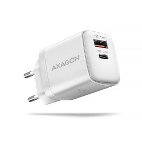 AXAGON ACU-PQ20W nabíječka do sítě 20W, 2x port (USB-A + USB-C), PD3.0/PPS/QC4+/AFC/Apple, bílá