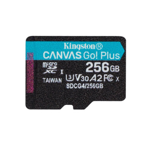 Kingston MicroSDXC karta 256GB Canvas Go! Plus, R:200/W:160MB/s, Class 10, UHS-I, U3, V30, A2 + Adaptér Kingston MicroSDXC karta 256GB Canvas Go! Plus, R:200/W:160MB/s, Class 10, UHS-I, U3, V30, A2 + Adaptér