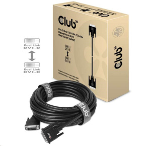 Club3D kabel DVI-D Dual Link (24+1), 10m, Bidirectional, 28 AWG