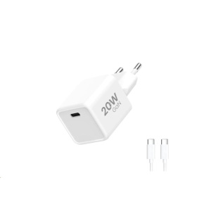 WG - Síťová nabíječka 1x USB-C PD 20W, 5V-9V-12V, kabel Type-C na Type-C, bílá WG - Síťová nabíječka 1x USB-C PD 20W, 5V-9V-12V, kabel Type-C na Type-C, bílá