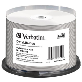 VERBATIM DVD-R(50-Pack)/Spindle/16X/4.7GB/DataLife Plus Wide Thermal Professional No ID Brand VERBATIM DVD-R(50-Pack)/Spindle/16X/4.7GB/DataLife Plus Wide Thermal Professional No ID Brand