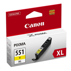 Canon CARTRIDGE CLI-551Y XL žlutá pro Pixma iP, Pixma iX, Pixma MG a Pixma MX 6850, 725x, 925, 8750 (695 str.) Canon CARTRIDGE CLI-551Y XL žlutá pro Pixma iP, Pixma iX, Pixma MG a Pixma MX 6850, 725x, 925, 8750 (695 str.)