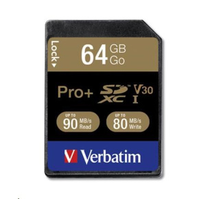 VERBATIM SDXC karta 64GB PRO+ Class 10, UHS-1 (R:90/W:80 MB/s) VERBATIM SDXC karta 64GB PRO+ Class 10, UHS-1 (R:90/W:80 MB/s)