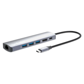 MANHATTAN Dokovací stanice USB-C 6v1, 1xHDMI, 1xUSB-C, 3xUSB, 1xRJ45, šedá MANHATTAN Dokovací stanice USB-C 6v1, 1xHDMI, 1xUSB-C, 3xUSB, 1xRJ45, šedá