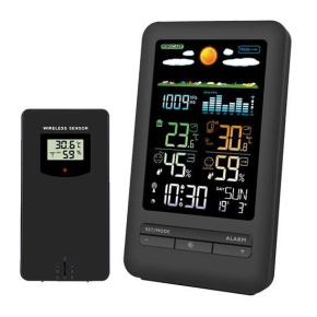 Solight meteostanice, barevný LCD, vnitřní/venkovní teplota a vlhkost, tlak, RCC, černá Solight meteostanice, barevný LCD, vnitřní/venkovní teplota a vlhkost, tlak, RCC, černá