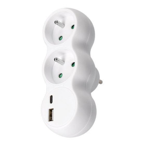 Solight rozbočka s USB A+C nabíječkou, 2 x 10A, bílá Solight rozbočka s USB A+C nabíječkou, 2 x 10A, bílá