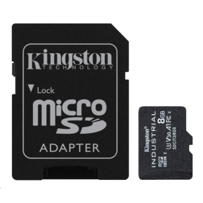 Kingston MicroSDHC karta 8GB Industrial C10 A1 pSLC Card + SD Adapter Kingston MicroSDHC karta 8GB Industrial C10 A1 pSLC Card + SD Adapter