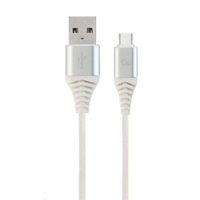 GEMBIRD Kabel USB 2.0 AM na Type-C kabel (AM/CM), 1m, opletený, bílo-strříbrný, blister, PREMIUM QUALITY GEMBIRD Kabel USB 2.0 AM na Type-C kabel (AM/CM), 1m, opletený, bílo-strříbrný, blister, PREMIUM QUALITY