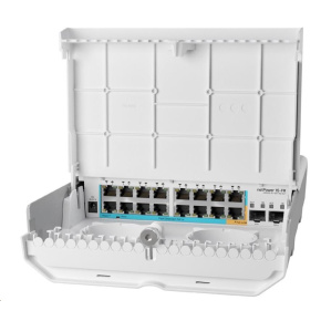 MikroTik Cloud Router Switch CRS318-1Fi-15Fr-2S-OUT, 800MHz CPU, 256MB, 16x10/100 (PoE-in,1x out),2xSFP, vč.L5, venkovní MikroTik Cloud Router Switch CRS318-1Fi-15Fr-2S-OUT, 800MHz CPU, 256MB, 16x10/100 (PoE-in,1x out),2xSFP, vč.L5, venkovní