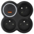 Solight rozbočka, 3x 15A, USB A+C rychlonabíječka 20W PD, matná černá