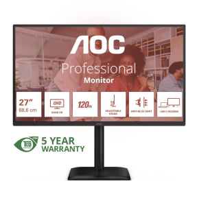 AOC MT 27" Q27E4CV - 2560x1440,IPS,120Hz,1xHDMI,1xDP,1xDP out,USBhub,USB-C(PD 90W),Repro,Pivot AOC MT 27" Q27E4CV - 2560x1440,IPS,120Hz,1xHDMI,1xDP,1xDP out,USBhub,USB-C(PD 90W),Repro,Pivot