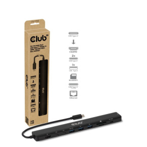 Club3D Dokovací stanice USB-C 10v1, 140W PD, 1xHDMI, 3xUSB-C, 3xUSB, 1xRJ45, černá Club3D Dokovací stanice USB-C 10v1, 140W PD, 1xHDMI, 3xUSB-C, 3xUSB, 1xRJ45, černá