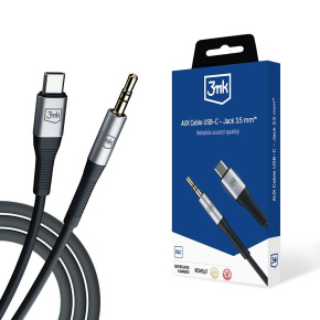 3mk audio kabel - AUX Cable USB-C - Jack 3,5 mm, 1m, černá 3mk audio kabel - AUX Cable USB-C - Jack 3,5 mm, 1m, černá