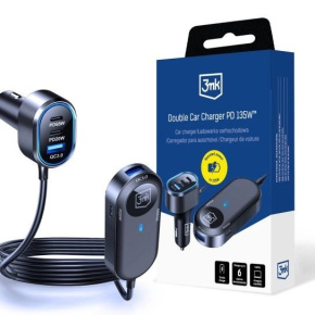 3mk Double Car Charger 135W PD QC PPS USB 2A4C Black/Gray 3mk Double Car Charger 135W PD QC PPS USB 2A4C Black/Gray