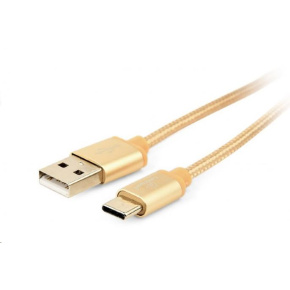 GEMBIRD Kabel USB na USB-C kabel (AM/CM), 1,8m, opletený, zlatý, blister