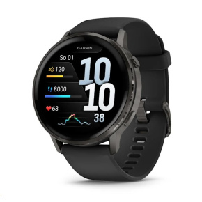 Garmin Venu® 4 - 45 mm Slate a Černý silikonový řemínek Garmin Venu® 4 - 45 mm Slate a Černý silikonový řemínek