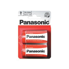 PANASONIC Zinkouhlíkové baterie Red Zinc R20RZ/2BP EU D 1,5V (Blistr 2ks)