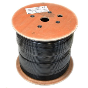 UTP kabel LEXI-Net, Cat6, drát, dvojitý PVC+PE, černý, 500m, cívka