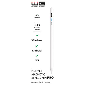 WG - Univerzální pero WG Stylus Pro s magnetickým uchycením, bílá