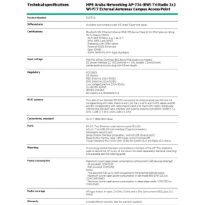HPE Aruba Networking AP-734 (RW) Tri Radio 2x2 Wi-Fi 7 External Antennas Campus Access Point S1G32AR RENEW HPE Aruba Networking AP-734 (RW) Tri Radio 2x2 Wi-Fi 7 External Antennas Campus Access Point S1G32AR RENEW