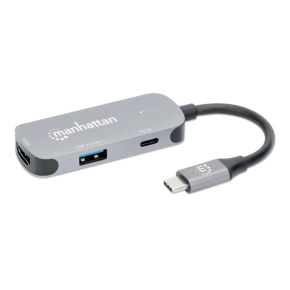 MANHATTAN Dokovací stanice USB-C na HDMI, USB-C PD 100W, USB-A, šedá