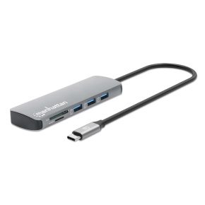 MANHATTAN Dokovací stanice USB-C 9v1, 1xHDMI, 2xUSB-C, 3xUSB, 1xRJ45, čtečka SD karet, šedá MANHATTAN Dokovací stanice USB-C 9v1, 1xHDMI, 2xUSB-C, 3xUSB, 1xRJ45, čtečka SD karet, šedá