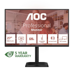 AOC MT 27" 27E4CV - 1920x1080,IPS,120Hz,1xHDMI,1xDP,USBhub,USB-C,PD,RJ45,Repro,Pivot AOC MT 27" 27E4CV - 1920x1080,IPS,120Hz,1xHDMI,1xDP,USBhub,USB-C,PD,RJ45,Repro,Pivot