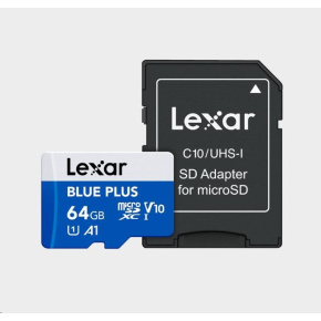 Lexar microSDHC Blue Plus UHS-I with SD adapter, up to 100MB/s read C10/A1/U3 (V30) 64GB Lexar microSDHC Blue Plus UHS-I with SD adapter, up to 100MB/s read C10/A1/U3 (V30) 64GB