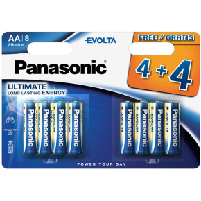 PANASONIC Alkalické baterie Evolta Platinum LR6EGE/8BW 4+4F AA 1,5V (Blistr 8ks)