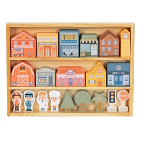 Dřevěné kostky město - domy, postavičky a další doplňky Dřevěné kostky město - domy, postavičky a další doplňky