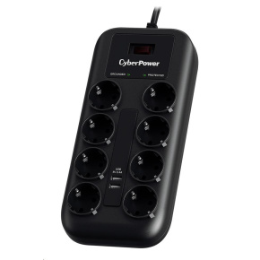 BAZAR - CyberPower Surge Buster™ 8 zásuvek, 2xUSB, 1.8m, German, New - Poškozený obal (Komplet)