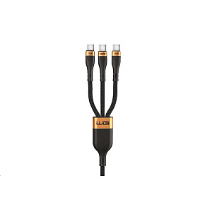 WG - Datový kabel 3v1 Type-C na 3x Type-C, 1,2 metru, 100 W + 15 W + 15 W, černá WG - Datový kabel 3v1 Type-C na 3x Type-C, 1,2 metru, 100 W + 15 W + 15 W, černá