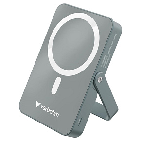 VERBATIM Powerbanka Charge 'n' Go, Magnetická, 10000 mAh, USB-C, Stojánek, Šedá