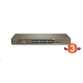 Tenda TEG1024F - 22-port Gigabit Ethernet Switch + 2x Combo SFP/RJ45, 10/100/1000 Mbps, Fanless, Rackmount, Kov Tenda TEG1024F - 22-port Gigabit Ethernet Switch + 2x Combo SFP/RJ45, 10/100/1000 Mbps, Fanless, Rackmount, Kov