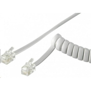 PremiumCord Kabel telefonní sluchátkový kroucený 4 žíly 4m - bílý PremiumCord Kabel telefonní sluchátkový kroucený 4 žíly 4m - bílý