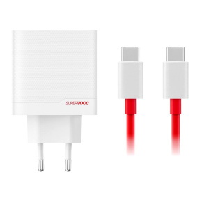 OnePlus SUPERVOOC 80W GaN Dual USB-A + USB-C Cestovní Nabíječka + USB-C/USB-C Kabel White