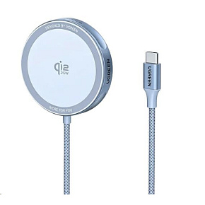 UGREEN magnetická bezdrátová nabíječka MagFlow Qi2.2 25W, MagSafe, stříbrná